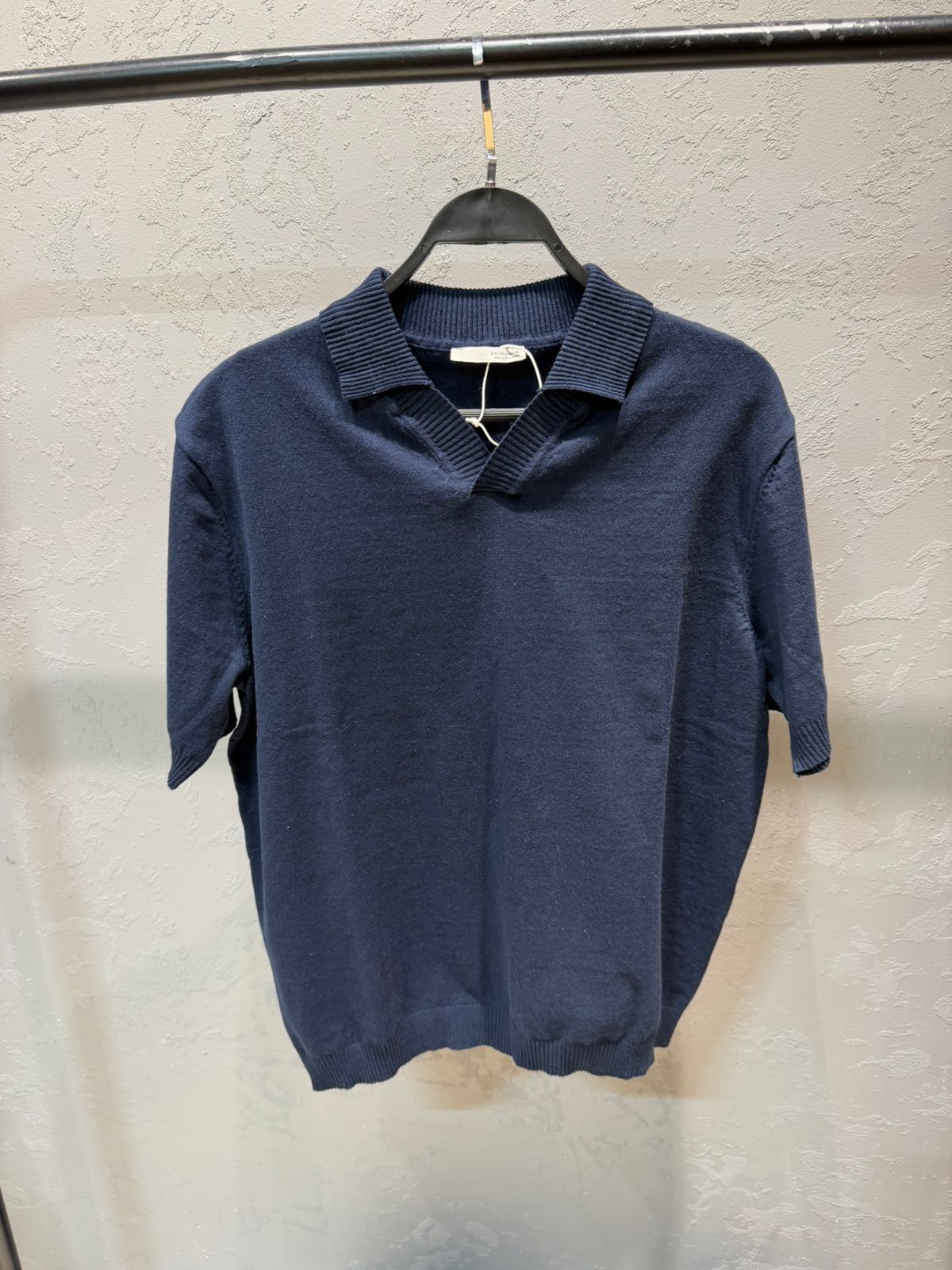 ZARA Heritage Knit Polo – Midnight Navy