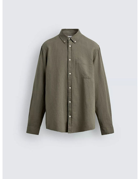 ZARA Riviera Linen Shirt – Olive/Khaki
