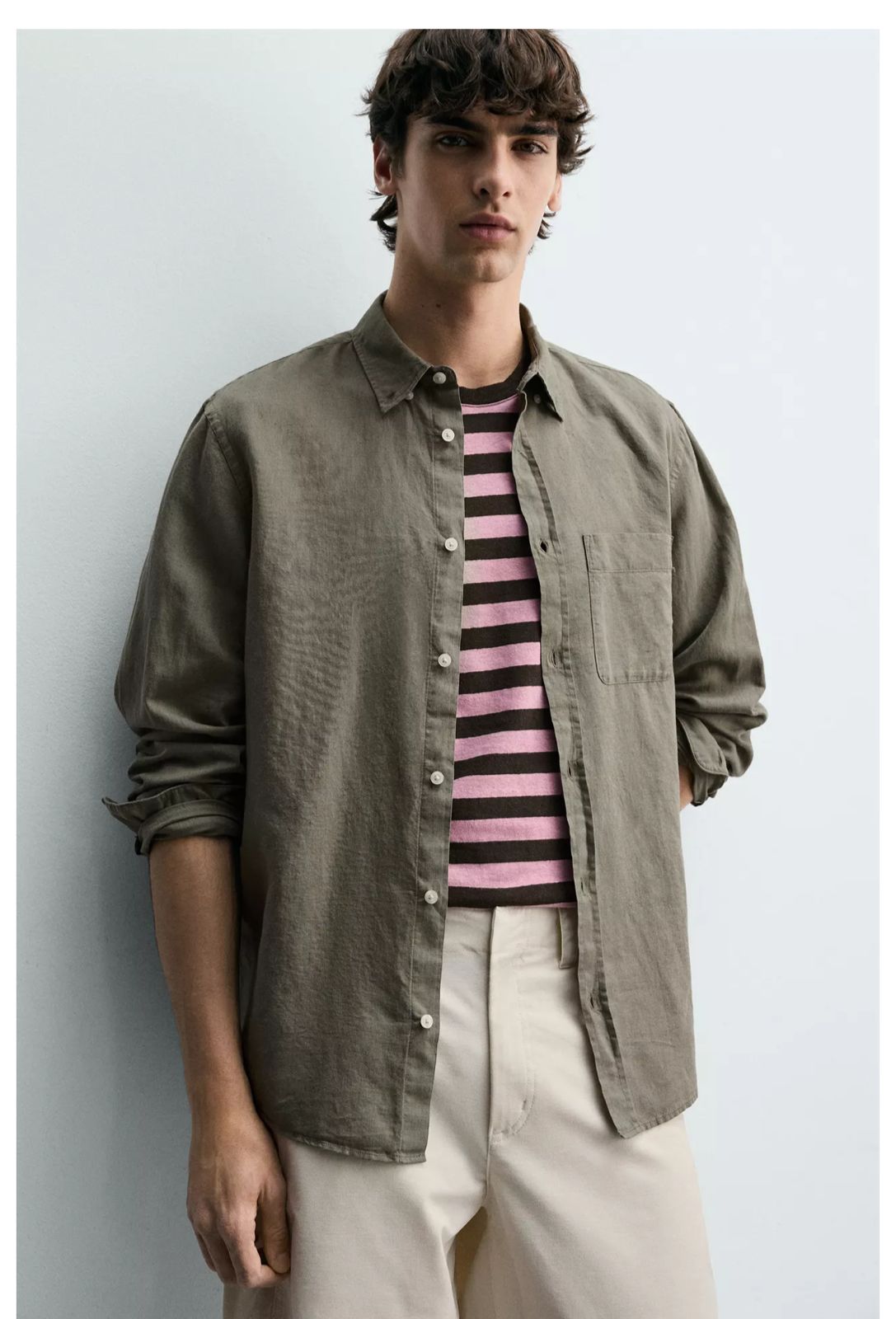 ZARA Riviera Linen Shirt – Olive/Khaki