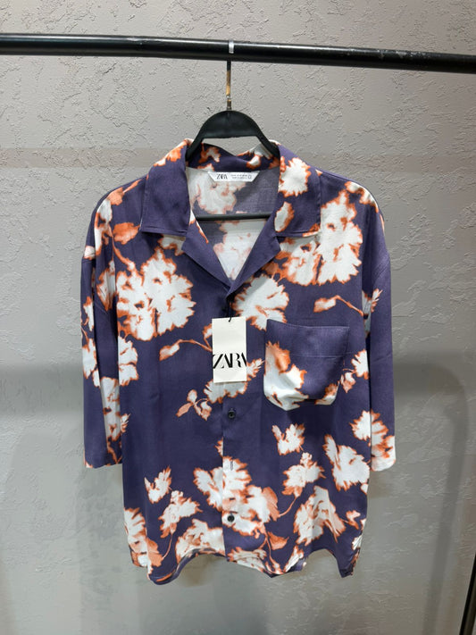 ZARA Resort Floral Shirt – Navy Floral