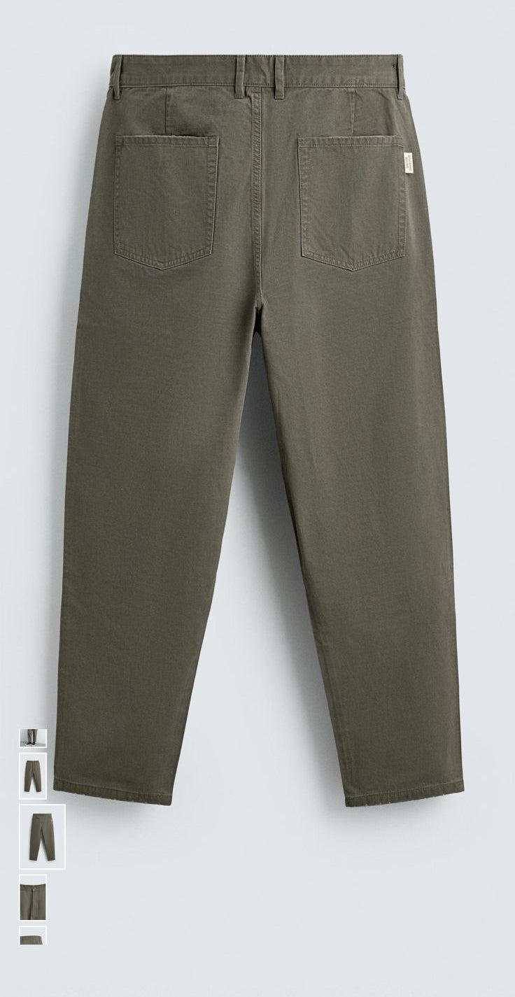 ZARA Milano Carrot Fit Trousers – Olive Stone