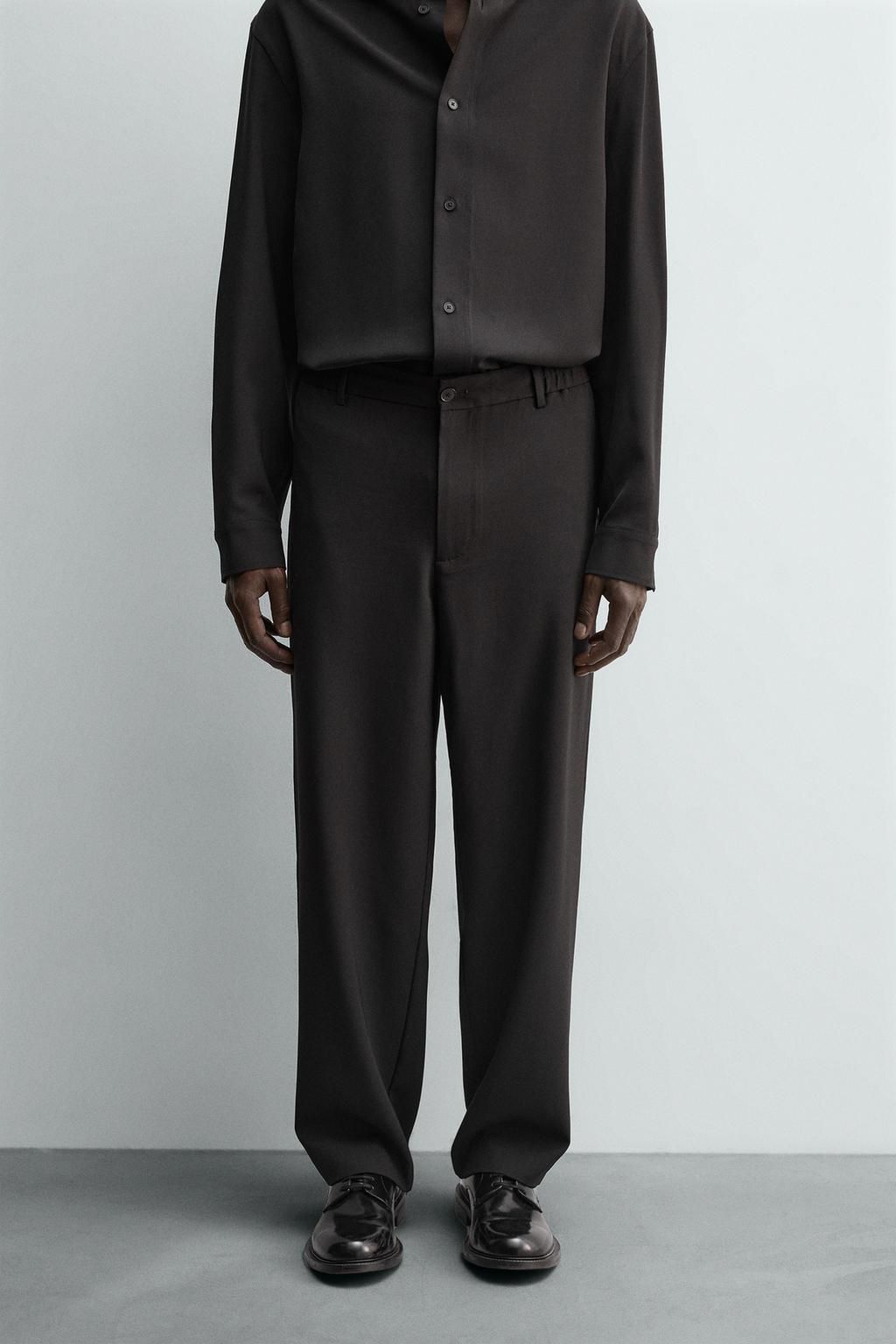 ZARA Tailored Drill Trousers – Black
