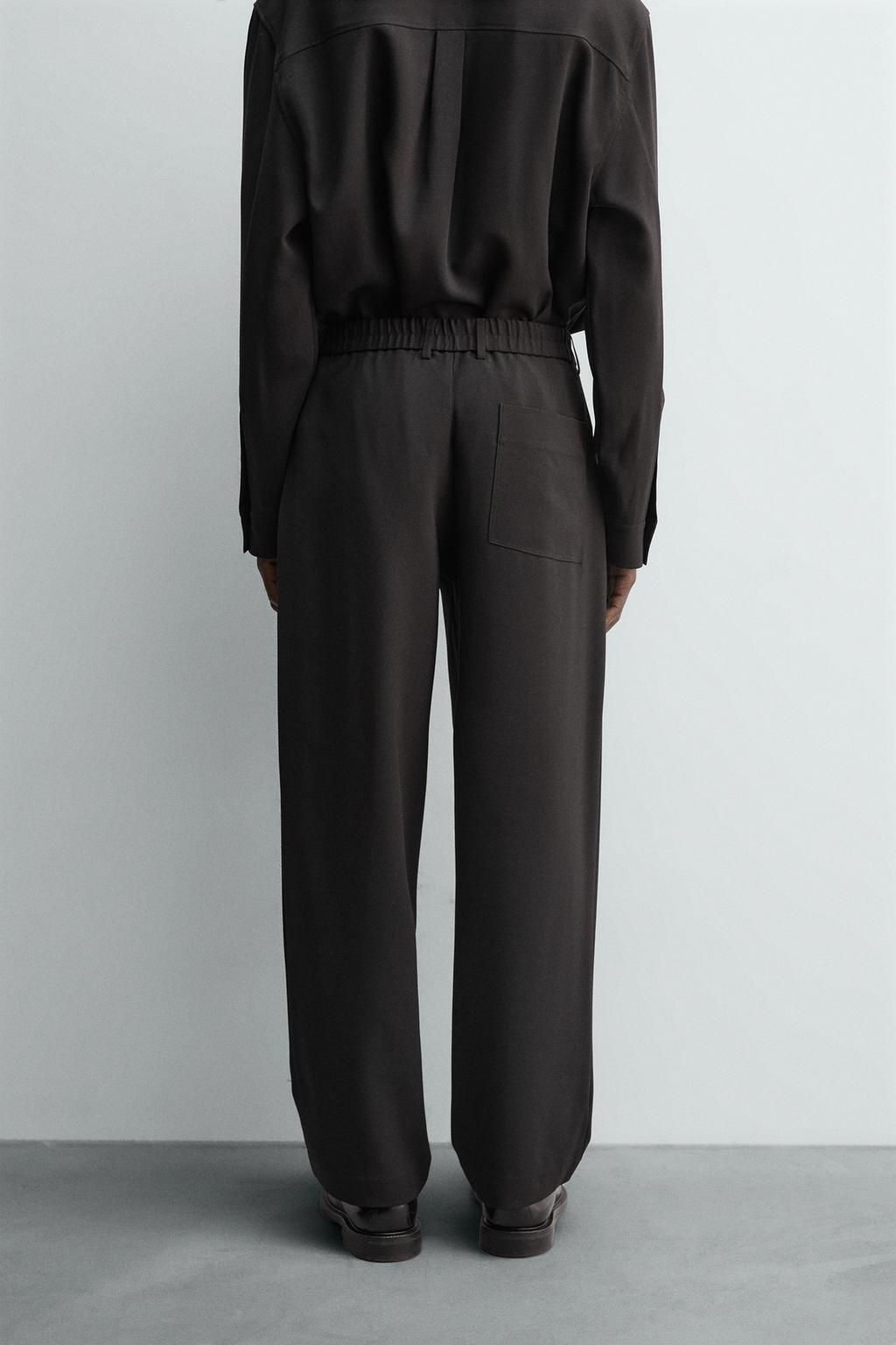 ZARA Tailored Drill Trousers – Black