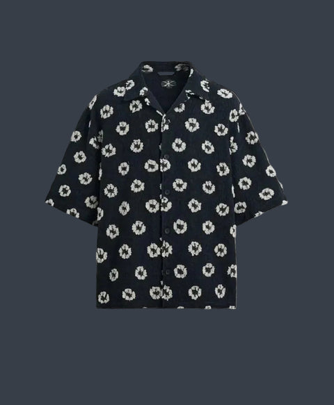 ZARA Resort Print Shirt – Midnight Black