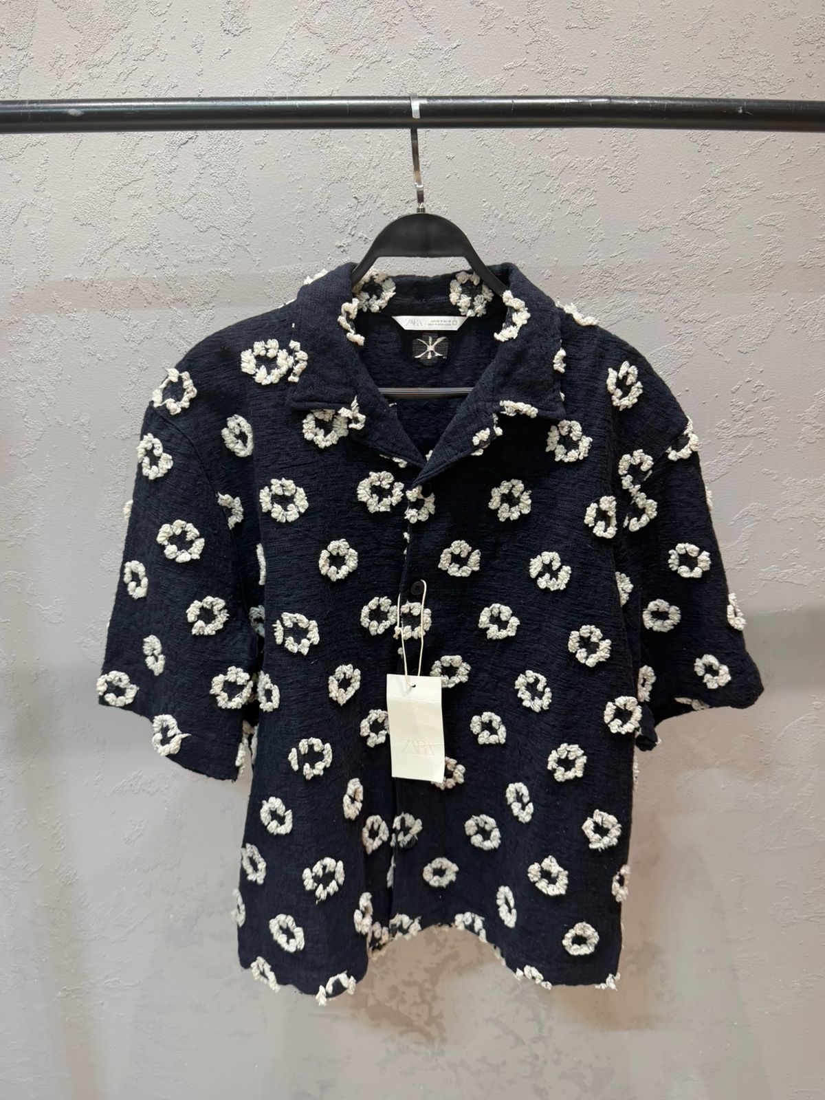 ZARA Resort Print Shirt – Midnight Black