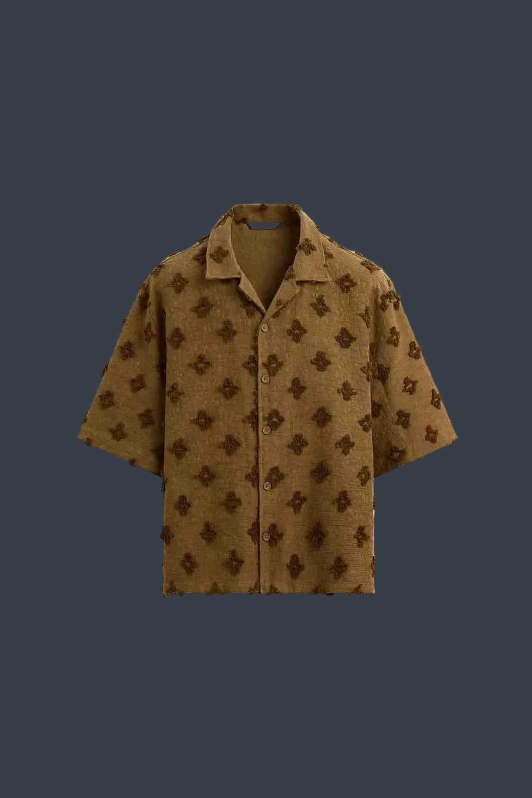 ZARA Relaxed Fit Jacquard Shirt – Tobacco Brown