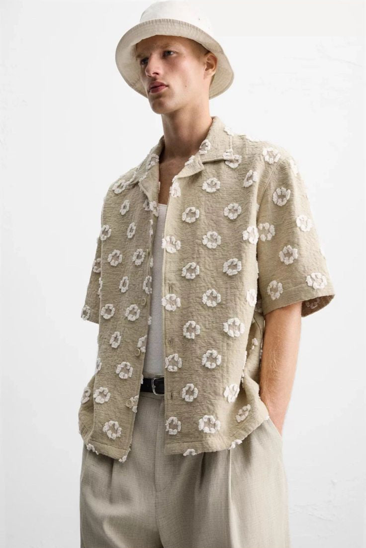 ZARA Relaxed Fit Jacquard Shirt – Ivory