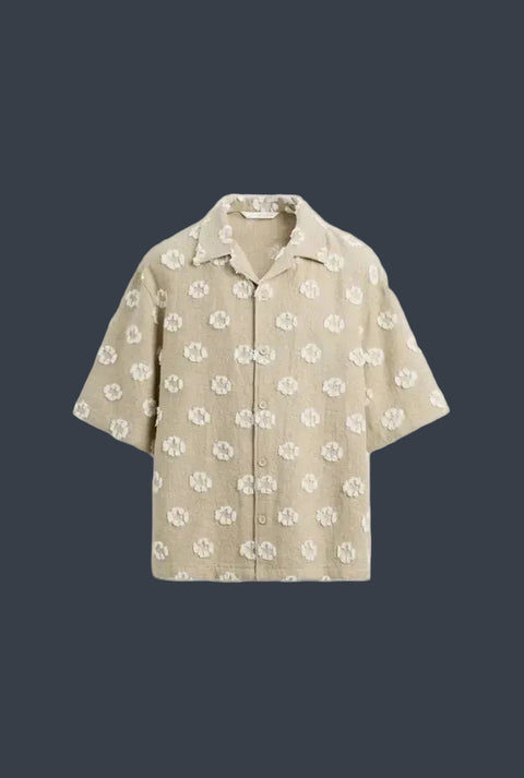 ZARA Relaxed Fit Jacquard Shirt – Ivory