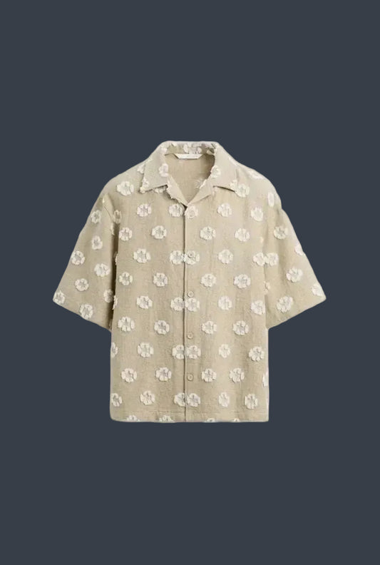 ZARA Relaxed Fit Jacquard Shirt – Ivory