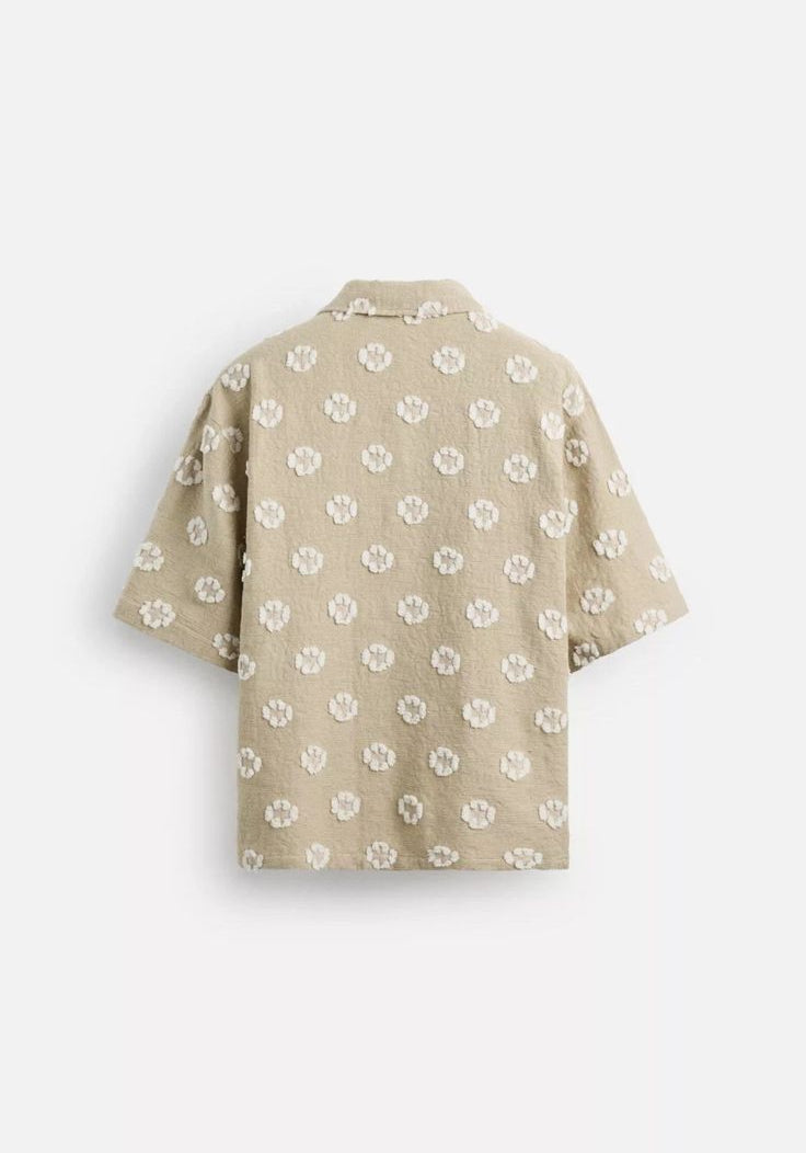 ZARA Relaxed Fit Jacquard Shirt – Ivory