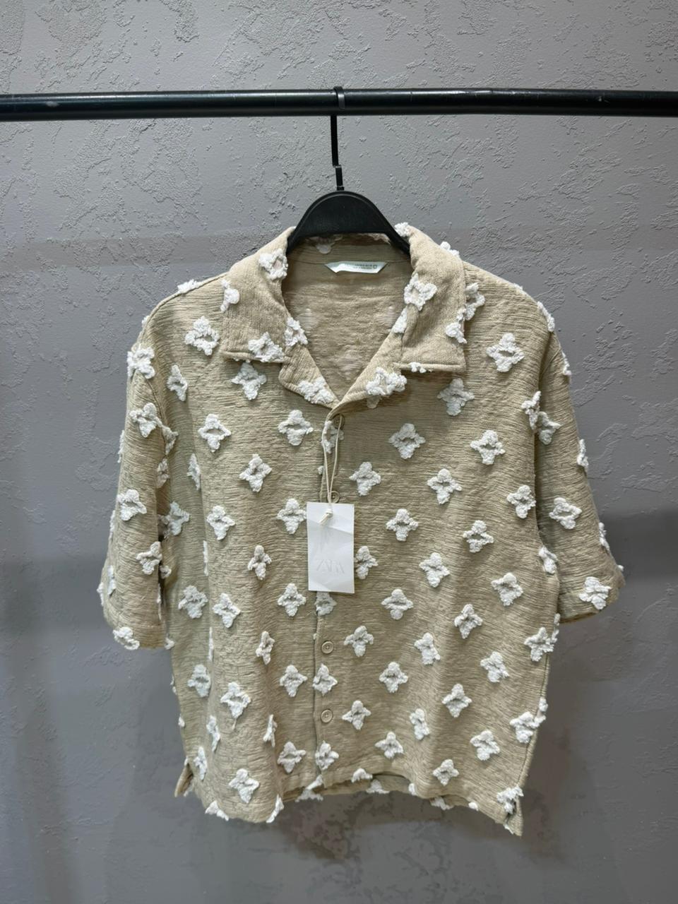 ZARA Relaxed Fit Jacquard Shirt – Ivory
