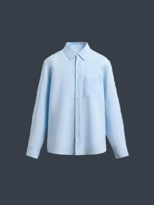 ZARA Riviera Cotton Linen Shirt – Ocean Blue