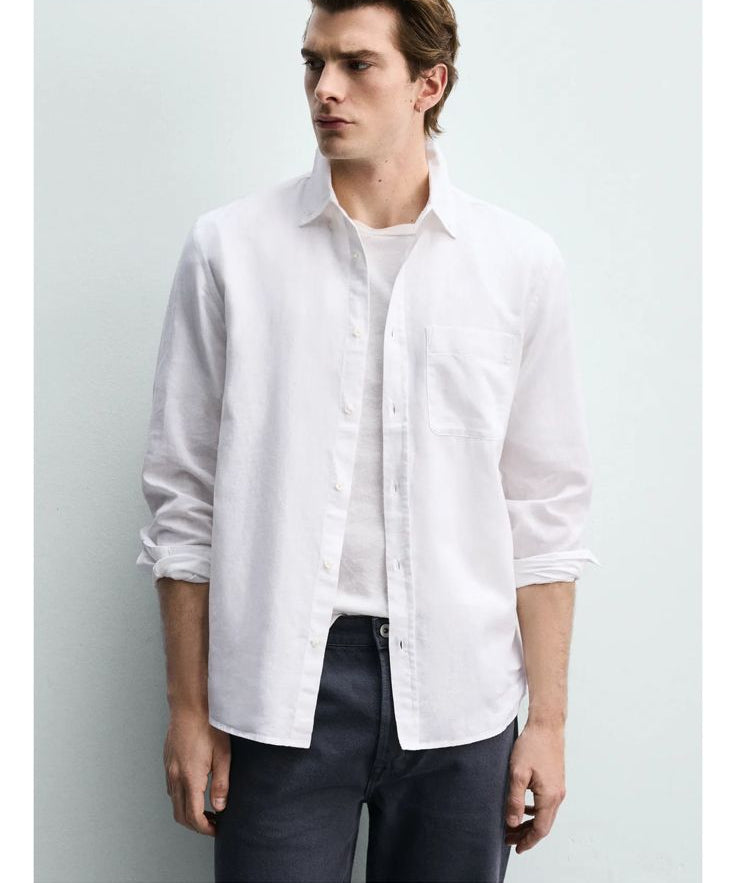 ZARA Riviera Cotton Linen Shirt – Crisp White