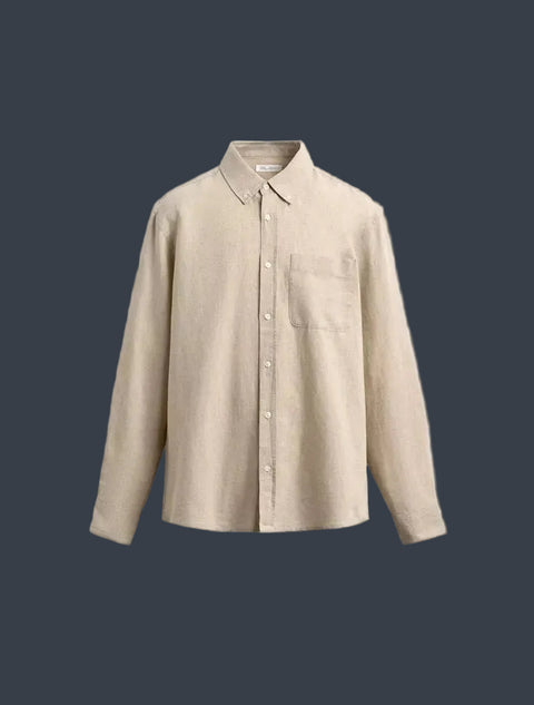 ZARA Riviera Cotton Linen Shirt – Stone Beige