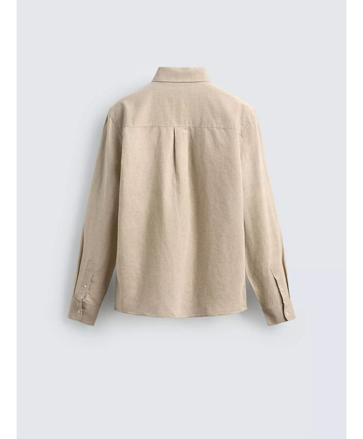 ZARA Riviera Cotton Linen Shirt – Stone Beige