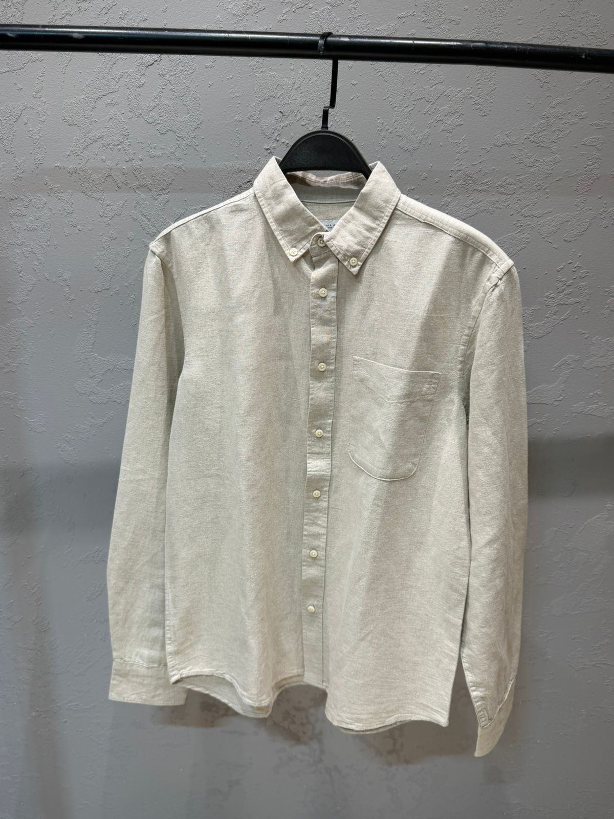 ZARA Riviera Cotton Linen Shirt – Stone Beige