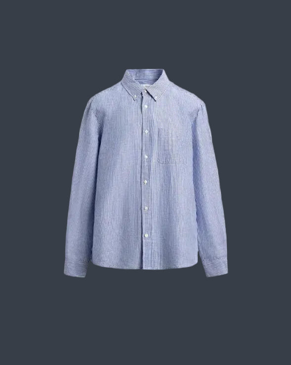 ZARA Riviera Cotton Linen Shirt – Sky Blue