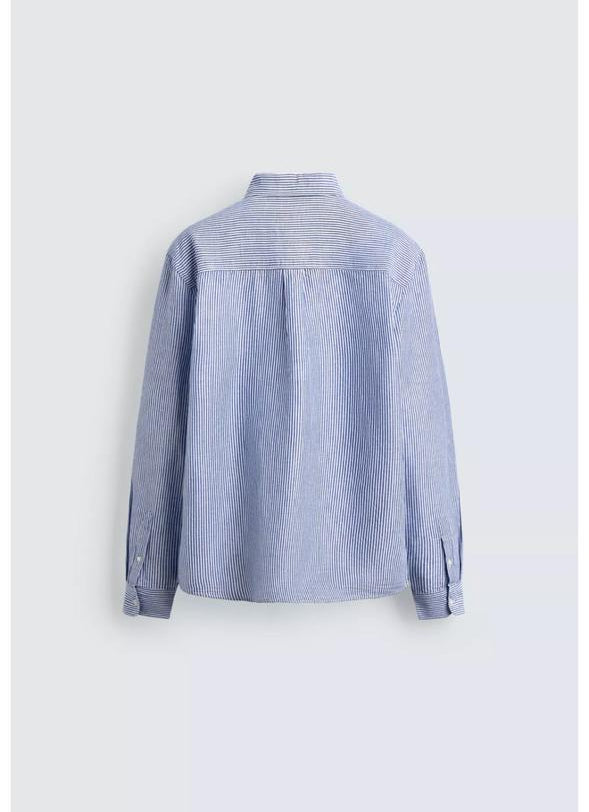 ZARA Riviera Cotton Linen Shirt – Sky Blue