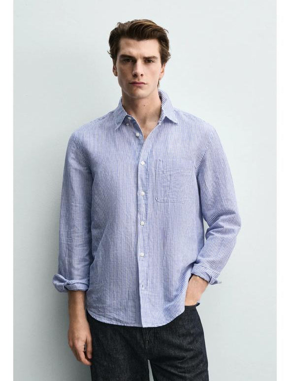 ZARA Riviera Cotton Linen Shirt – Sky Blue