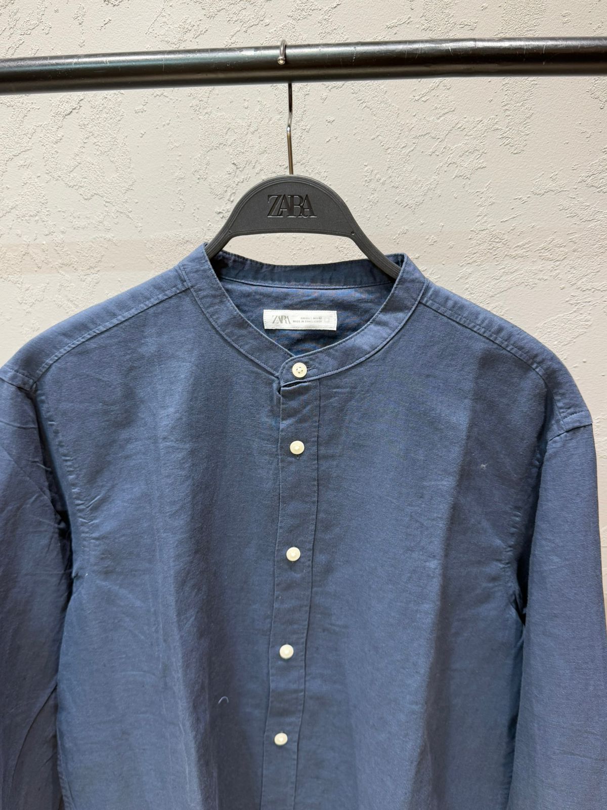 ZARA Riviera Cotton Linen Shirt – Navy Blue