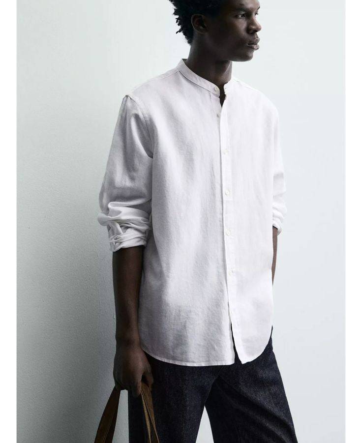 ZARA Riviera Cotton Linen Shirt – White