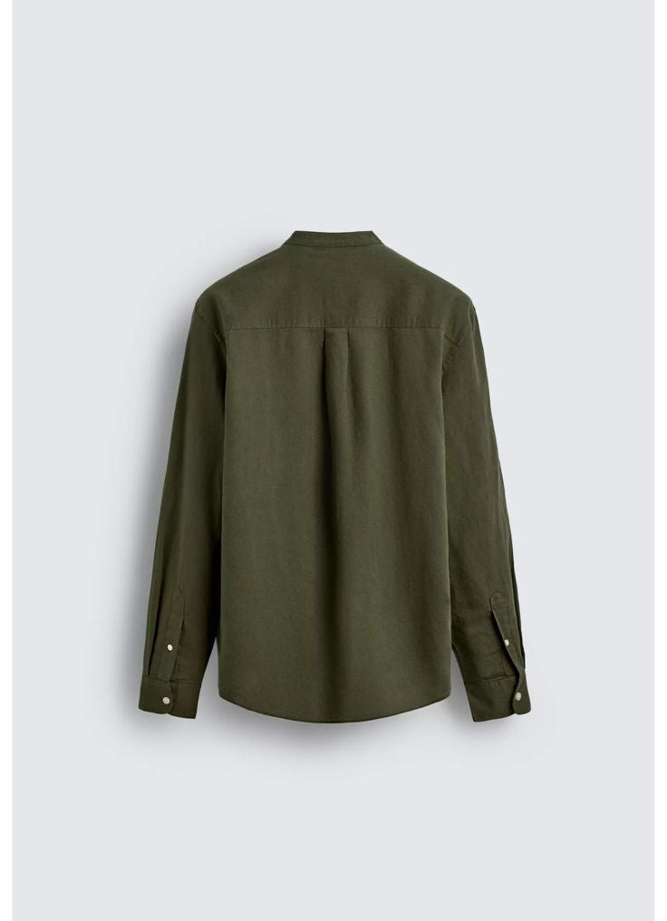 ZARA Riviera Cotton Linen Shirt – Olive