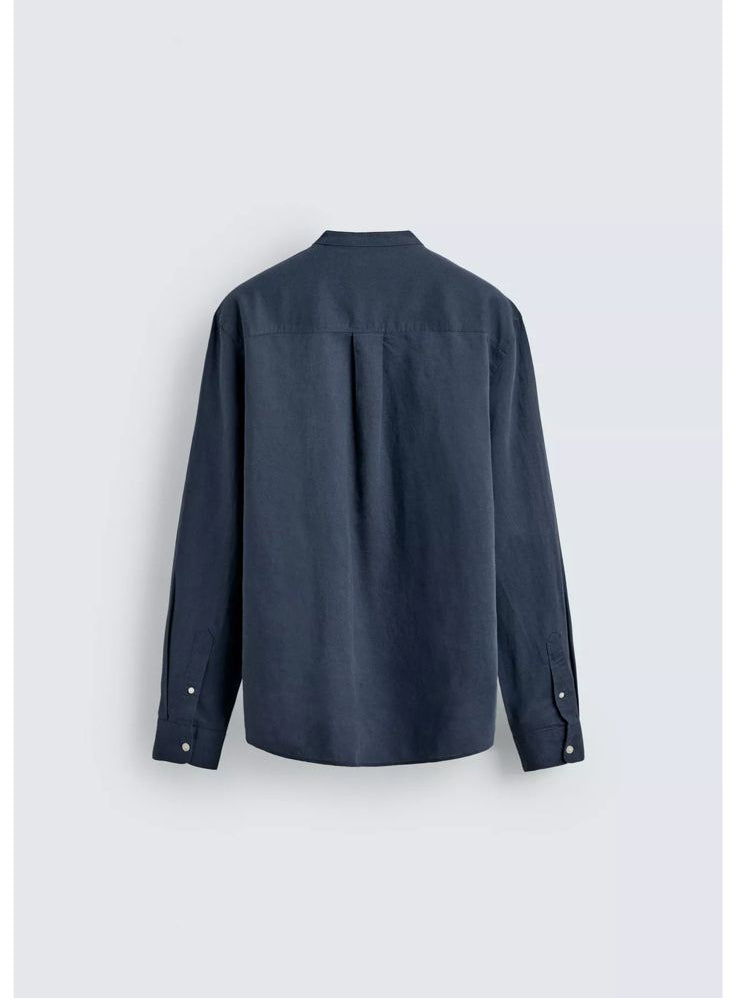 ZARA Riviera Cotton Linen Shirt – Navy Blue