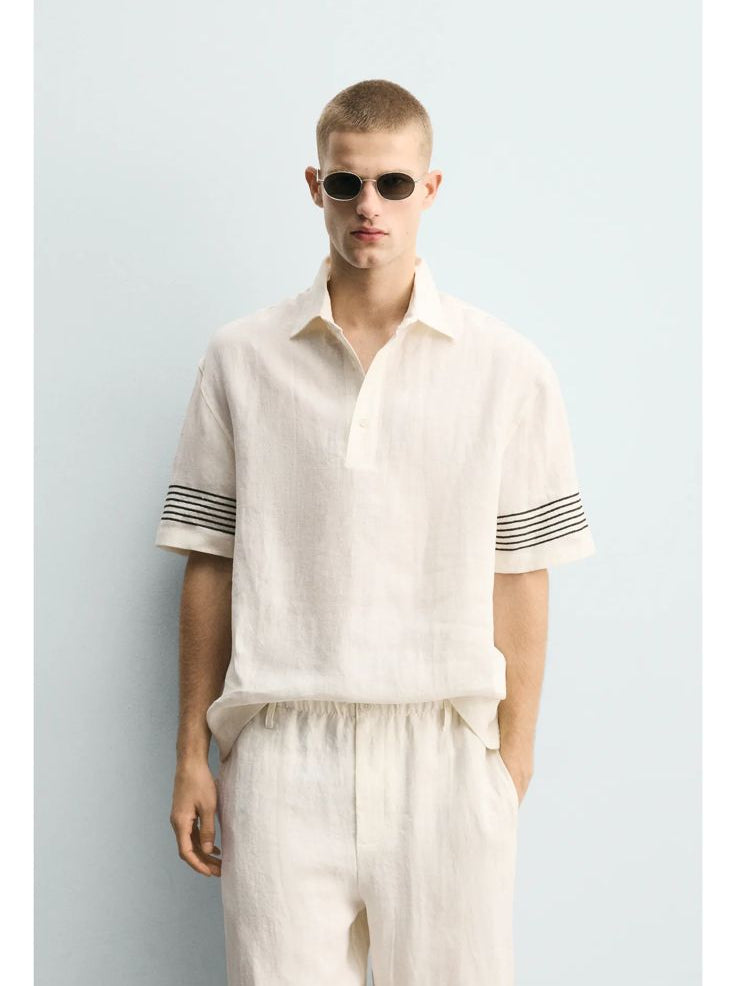 ZARA Riviera100%  Linen Shirt – White