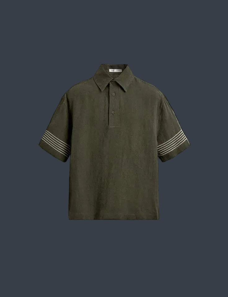 ZARA Riviera100%  Linen Shirt – Olive Green