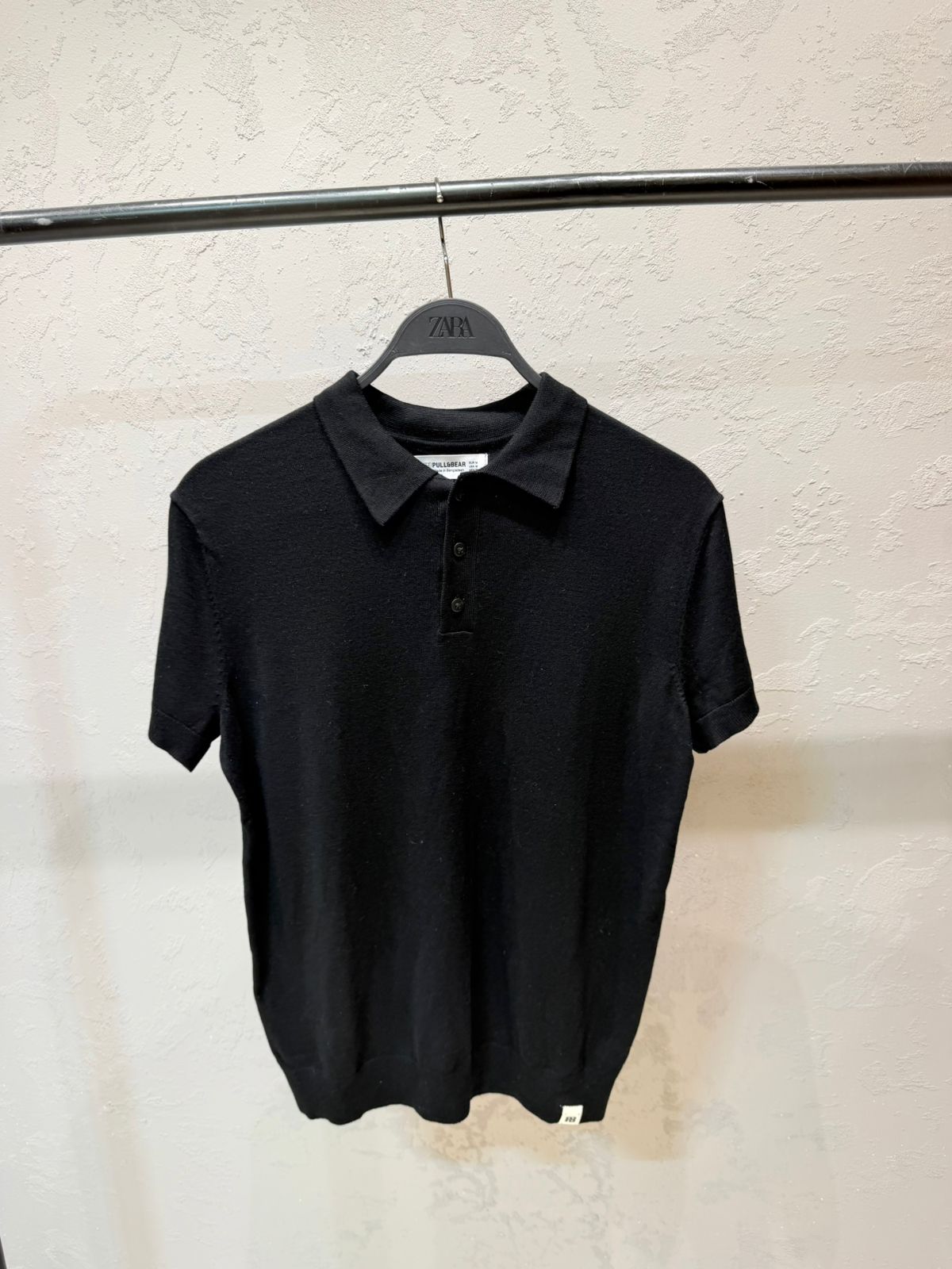 PULL&BEAR Signature Knit Polo – Midnight Black