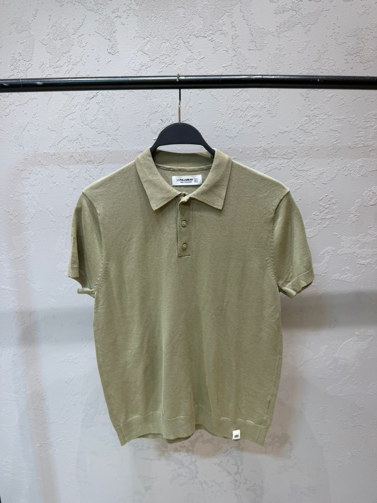 PULL&BEAR Signature Knit Polo – Olive