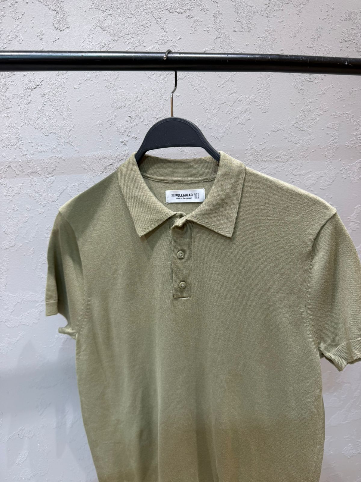 PULL&BEAR Signature Knit Polo – Olive