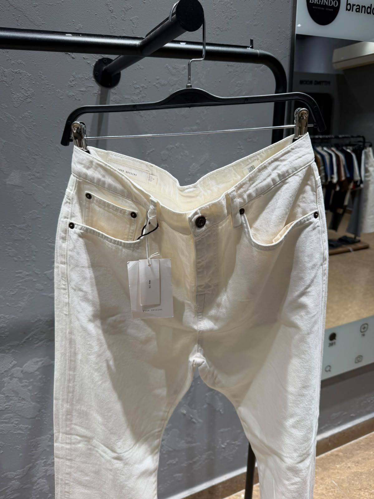 ZARA Origins Straight Linen Trousers – Ecru