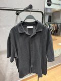 BERSHKA Textured Open-Knit Shirt – Charcoal Black
