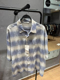 ZARA Textured Gradient Stripe Resort Shirt – Ecru & Dusty Blue