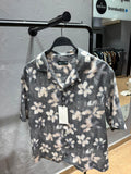 ZARA Blurred Floral Print Resort Shirt – Charcoal & Ecru