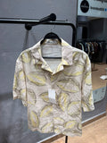 ZARA Lemon Sketch Print Resort Shirt – Ecru & Soft Yellow