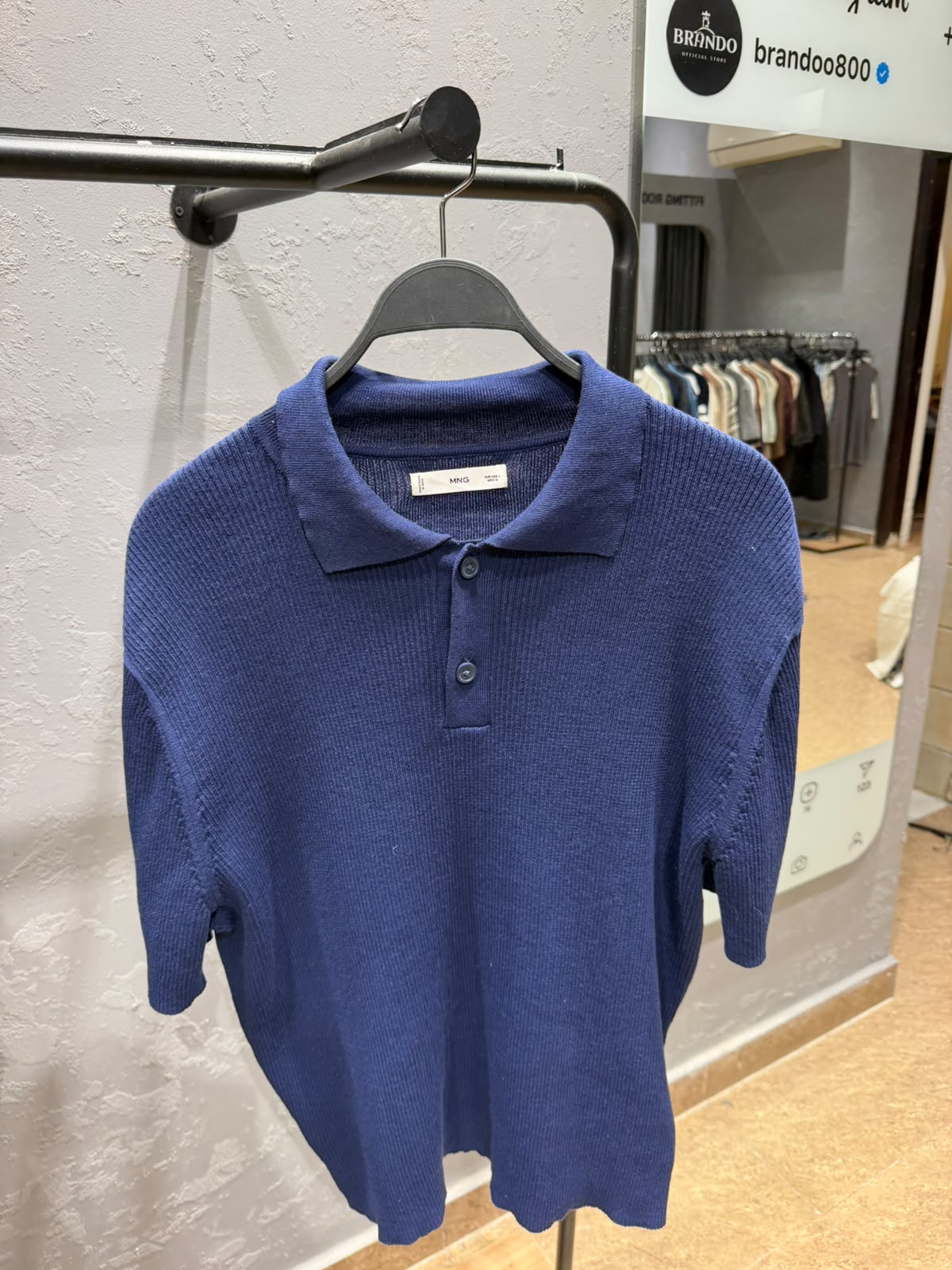 MANGO Fine Knit Polo Shirt – Royal Blue