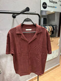 MANGO Ribbed Knit Button-Up Polo Shirt – Burgundy