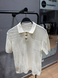 MANGO Patchwork Textured Knit Polo Shirt – Ecru