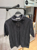MANGO Openwork Knit Polo Shirt – Black