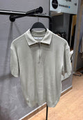 MANGO Zip-Neck Knit Polo Shirt – Light Beige