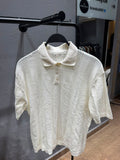 MANGO Textured Knit Polo Shirt – Off White