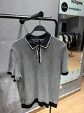 MANGO Contrast Knit Polo Shirt – Black & White