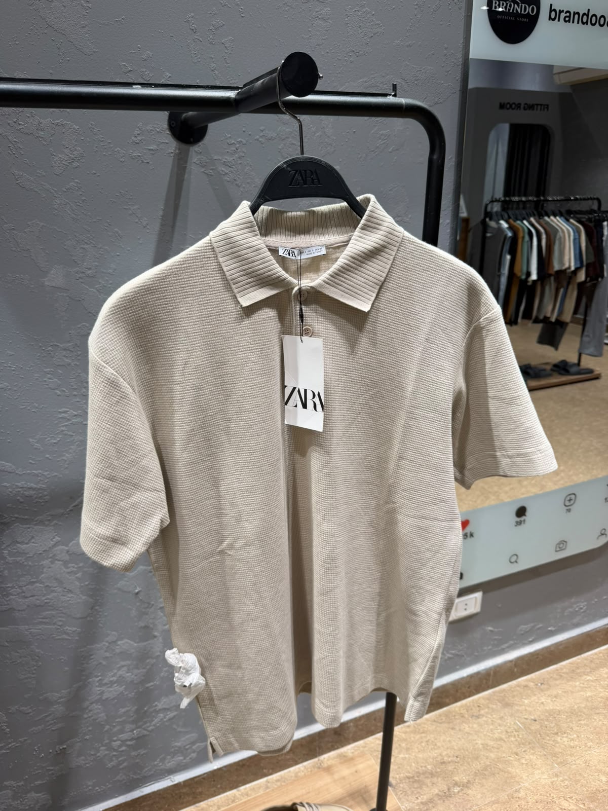 ZARA Textured Knit Polo – Ecru