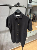 MANGO Textured Knit Button-Up Polo – Black