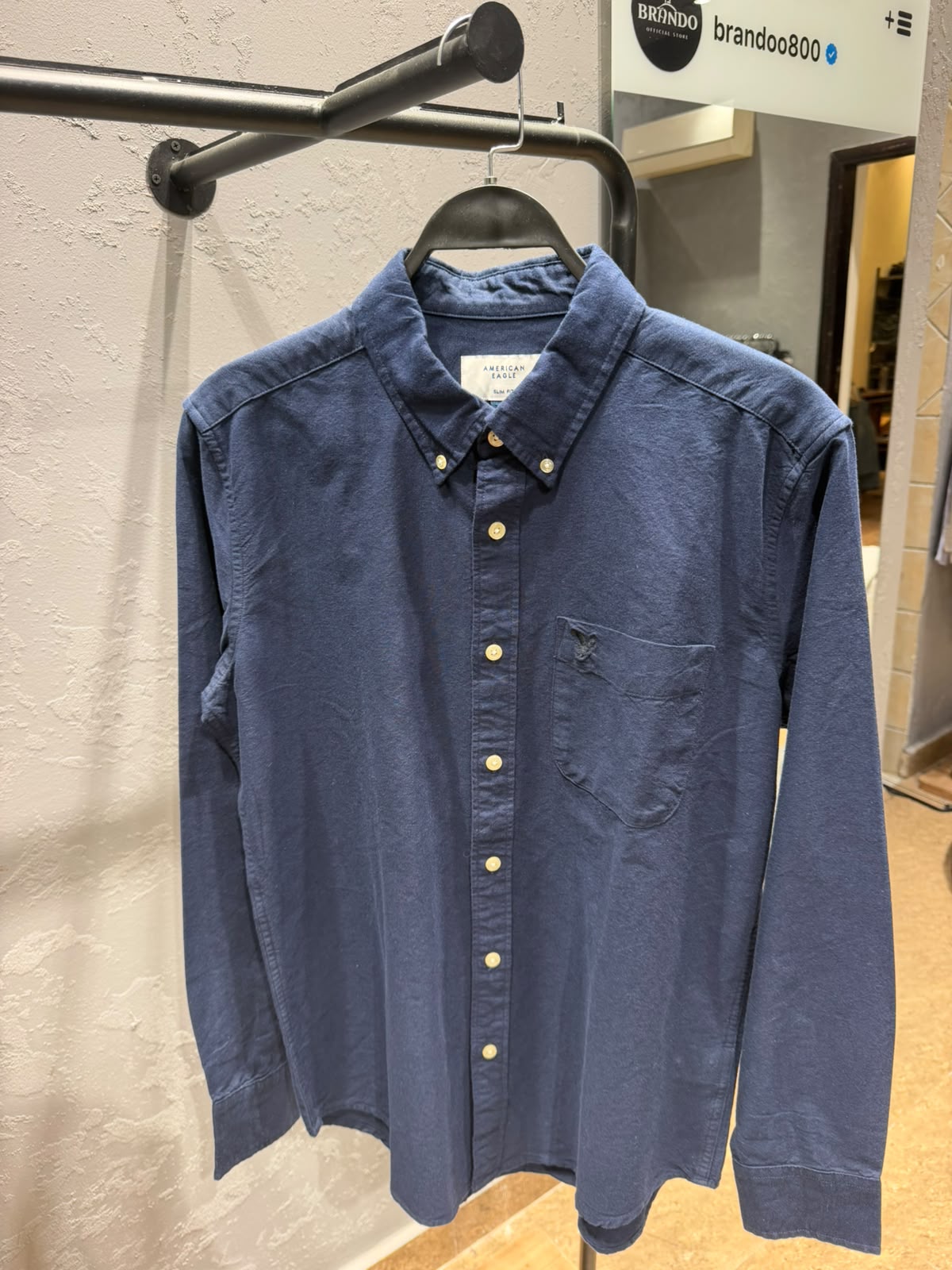 AMERICAN EAGLE Oxford Shirt – Washed Navy Blue