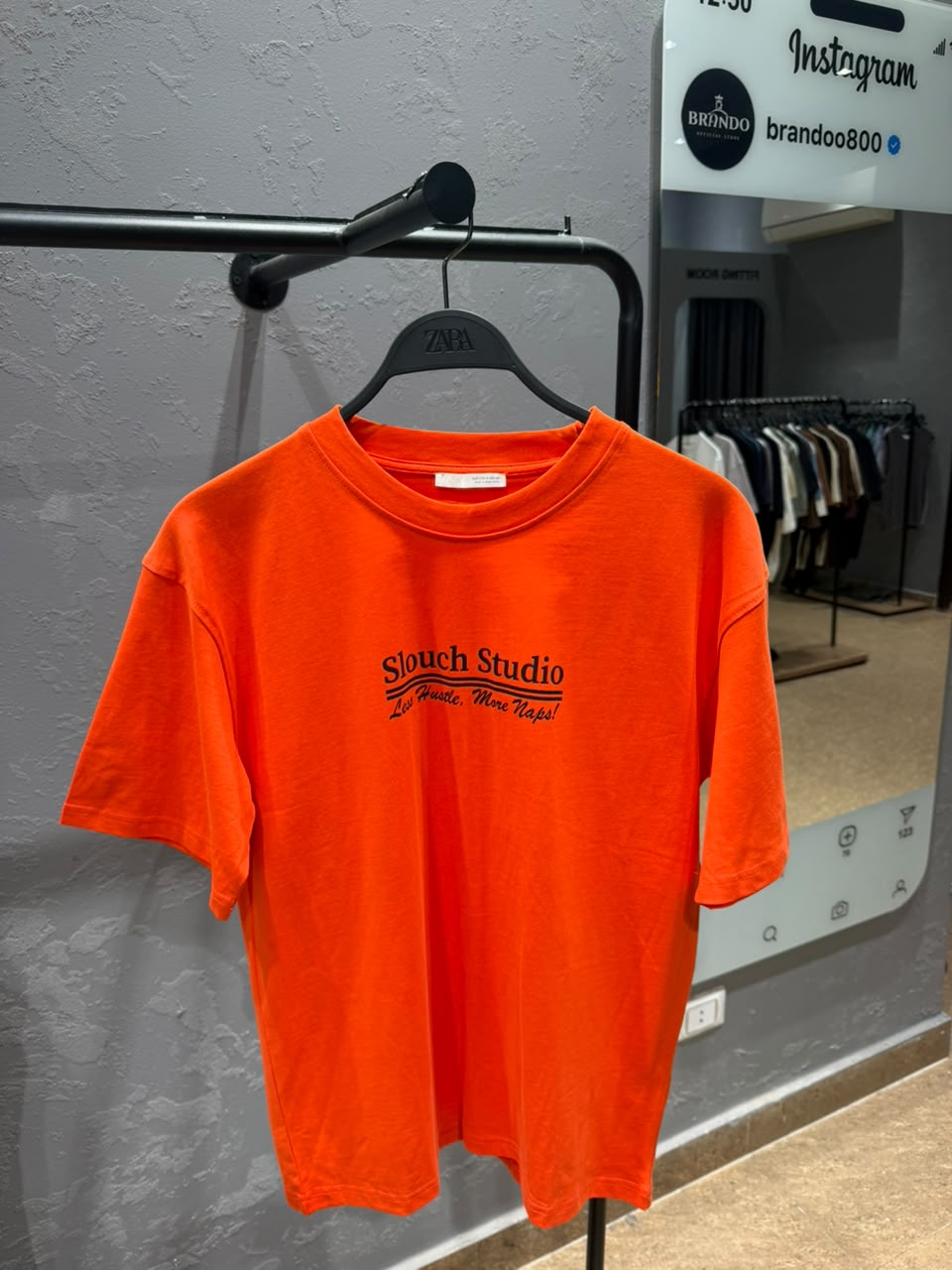 ZARA Slouch Studio Graphic T-Shirt – Bright Orange