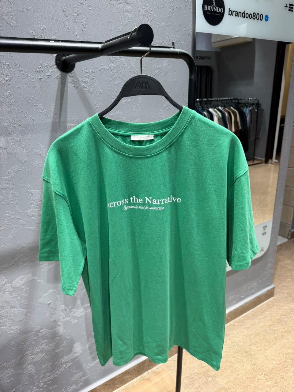 ZARA Across the Narrative Graphic T-Shirt – Emerald Green