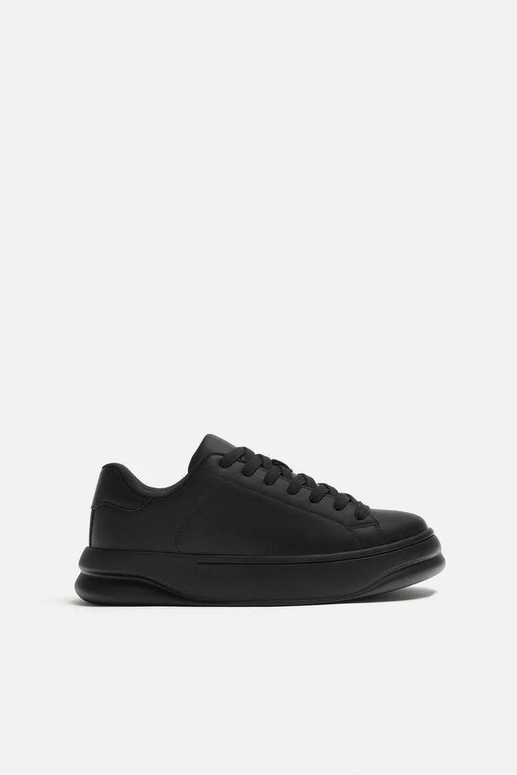 Zara Minimal Court Sneakers – black